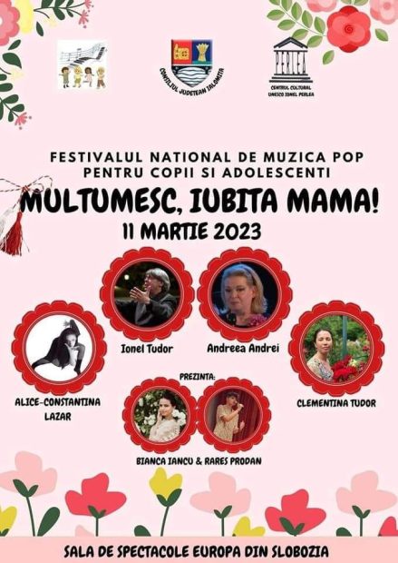 Festivalul naţional de muzică pop pentru copii şi adolescenţi „Mulţumesc, iubită mamă!”, 11 martie 2023, Sala Europa a Consiliului Judeţean Ialomiţa.