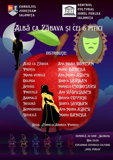Albă ca Zăbava și cei 6 pitici, 30 iunie 2024 ora 20:00, esplanada Centrului Cultural „Ionel Perlea”