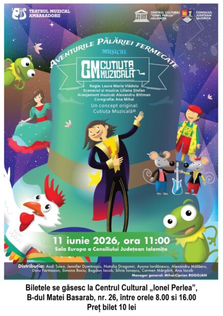 „Aventurile Pălăriei Fermecate”- Teatru pentru copii, 11iunie 2026 ora 11:00, Sala Europa a Consiliului Judeţean Ialomiţa