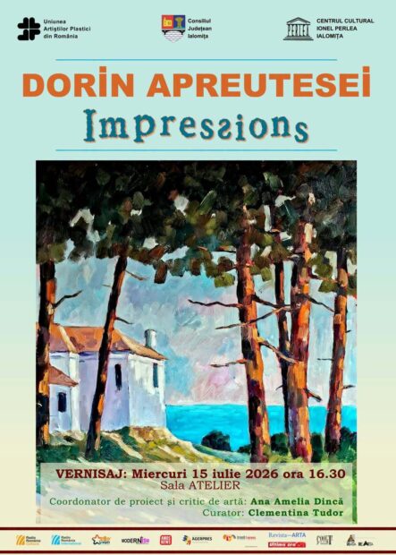 Expoziție de pictură Dorin Apreutesei: „Impressions”, 15 iulie 2026 ora16:30, Sala Atelier a Centrului Cultural „Ionel Perlea” Ialomița