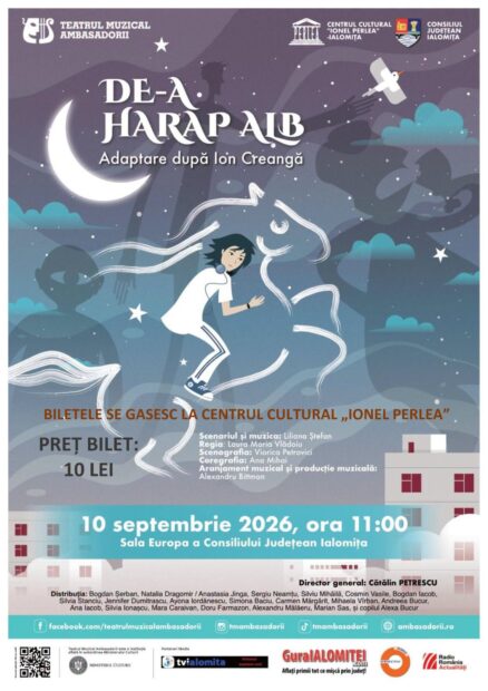 Spectacol muzical pentru copii „De-a Harap Alb” – 10 septembrie 2026, ora 11:00, Sala Europa a Consiliului Județean Ialomița
